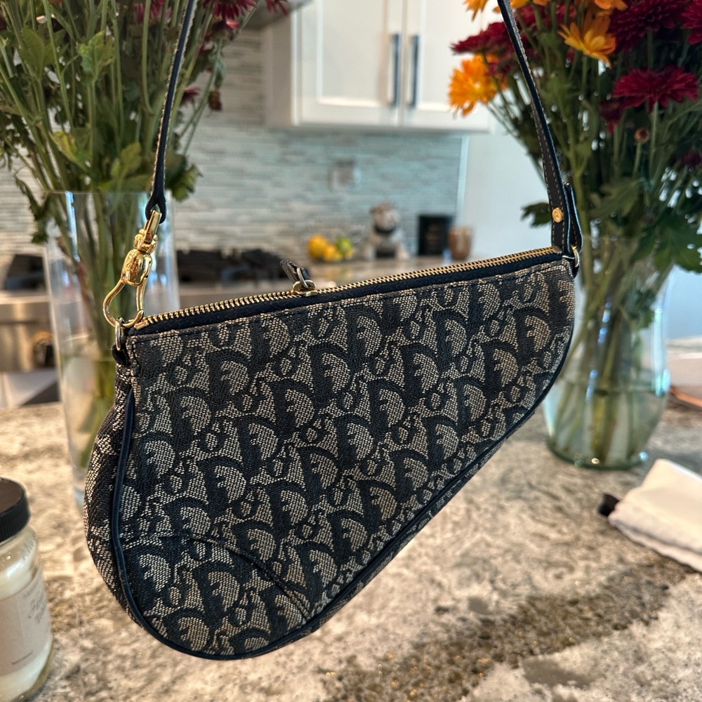 Dior Blue and White Patterned Pouch